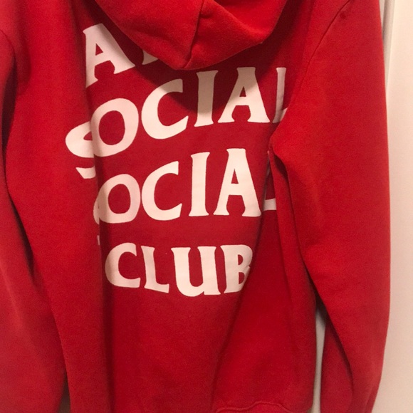 Anti social social hoodie in red - Picture 2 of 3